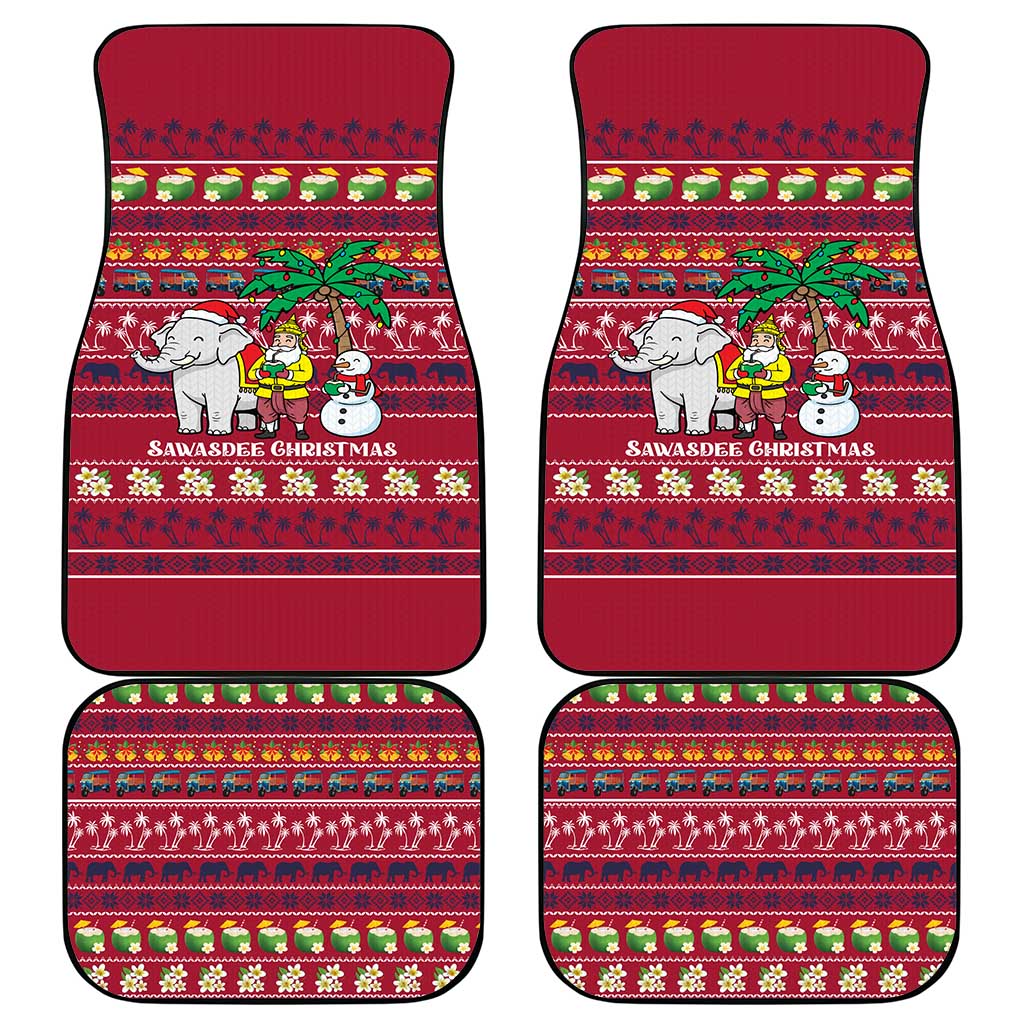 Thailand Christmas Car Mats with Santa Elephant Snowman Palm Tree and Sawasdee Holiday - Wonder Print Shop