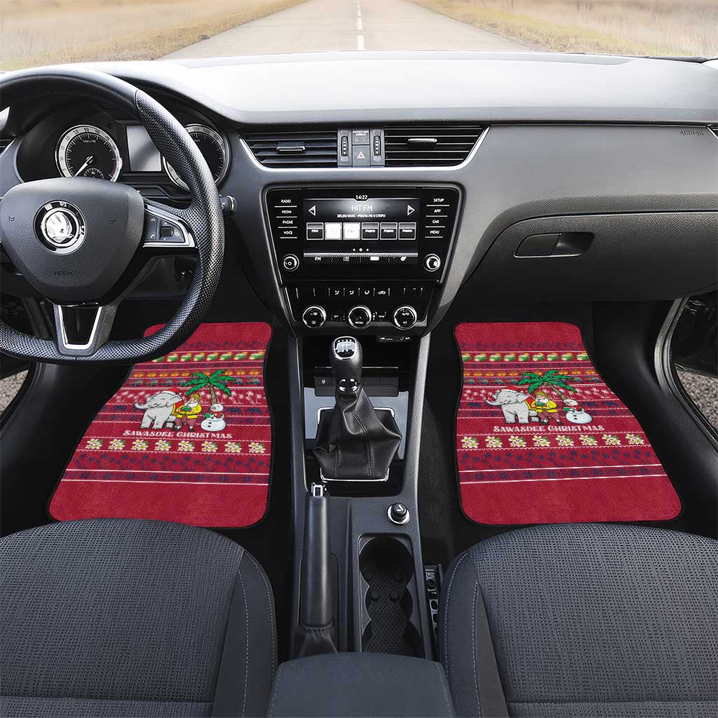 Thailand Christmas Car Mats with Santa Elephant Snowman Palm Tree and Sawasdee Holiday - Wonder Print Shop