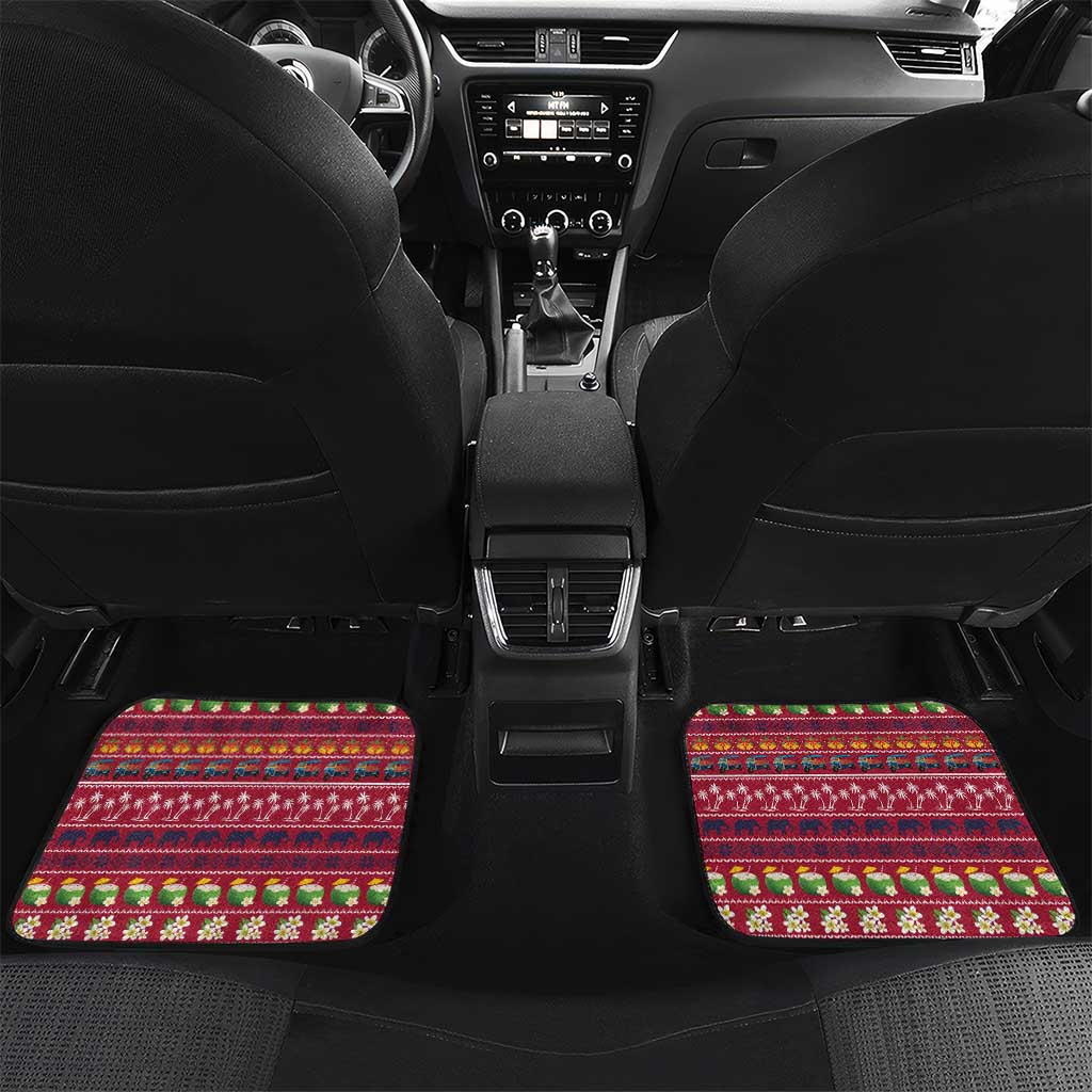 Thailand Christmas Car Mats with Santa Elephant Snowman Palm Tree and Sawasdee Holiday - Wonder Print Shop