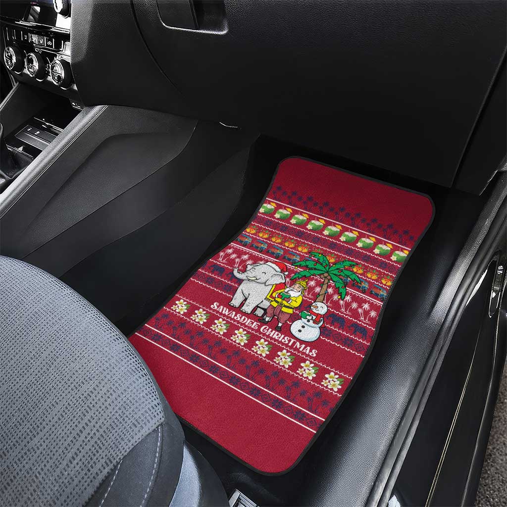 Thailand Christmas Car Mats with Santa Elephant Snowman Palm Tree and Sawasdee Holiday - Wonder Print Shop