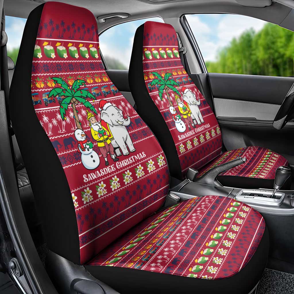 Thailand Christmas Car Seat Cover with Santa Elephant Snowman Palm Tree and Sawasdee Holiday - Wonder Print Shop