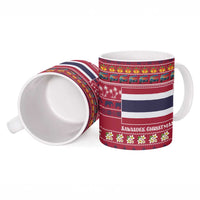 Thailand Christmas Ceramic Mug with Santa Elephant Snowman Palm Tree and Sawasdee Holiday - Wonder Print Shop