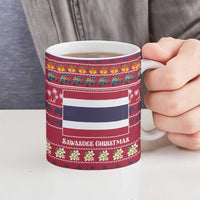 Thailand Christmas Ceramic Mug with Santa Elephant Snowman Palm Tree and Sawasdee Holiday - Wonder Print Shop