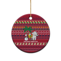 Thailand Christmas Ceramic Ornament with Santa Elephant Snowman Palm Tree and Sawasdee Holiday - Wonder Print Shop