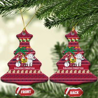 Thailand Christmas Ceramic Ornament with Santa Elephant Snowman Palm Tree and Sawasdee Holiday - Wonder Print Shop