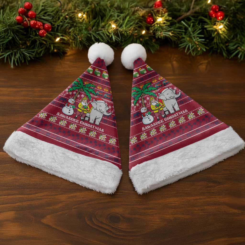 Thailand Christmas Santa Hat with Santa Elephant Snowman Palm Tree and Sawasdee Holiday - Wonder Print Shop