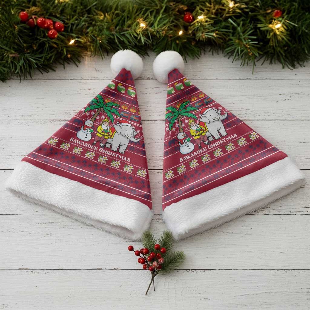 Thailand Christmas Santa Hat with Santa Elephant Snowman Palm Tree and Sawasdee Holiday - Wonder Print Shop
