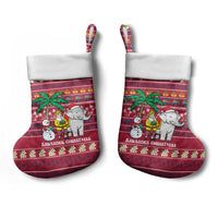 Thailand Christmas Stocking with Santa Elephant Snowman Palm Tree and Sawasdee Holiday - Wonder Print Shop