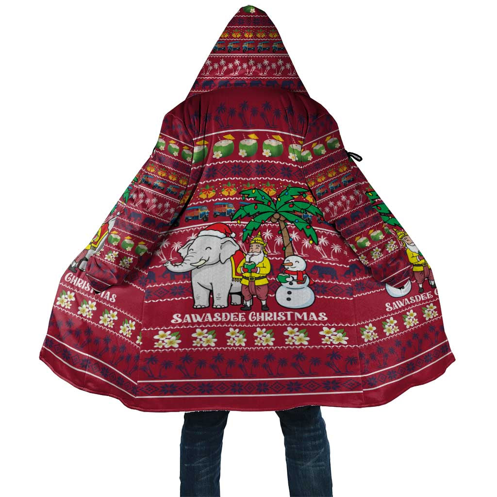Thailand Christmas Cloak with Santa Elephant Snowman Palm Tree and Sawasdee Holiday - Wonder Print Shop