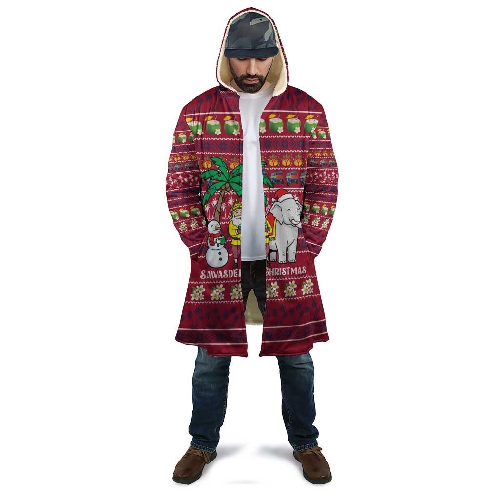 Thailand Christmas Cloak with Santa Elephant Snowman Palm Tree and Sawasdee Holiday - Wonder Print Shop