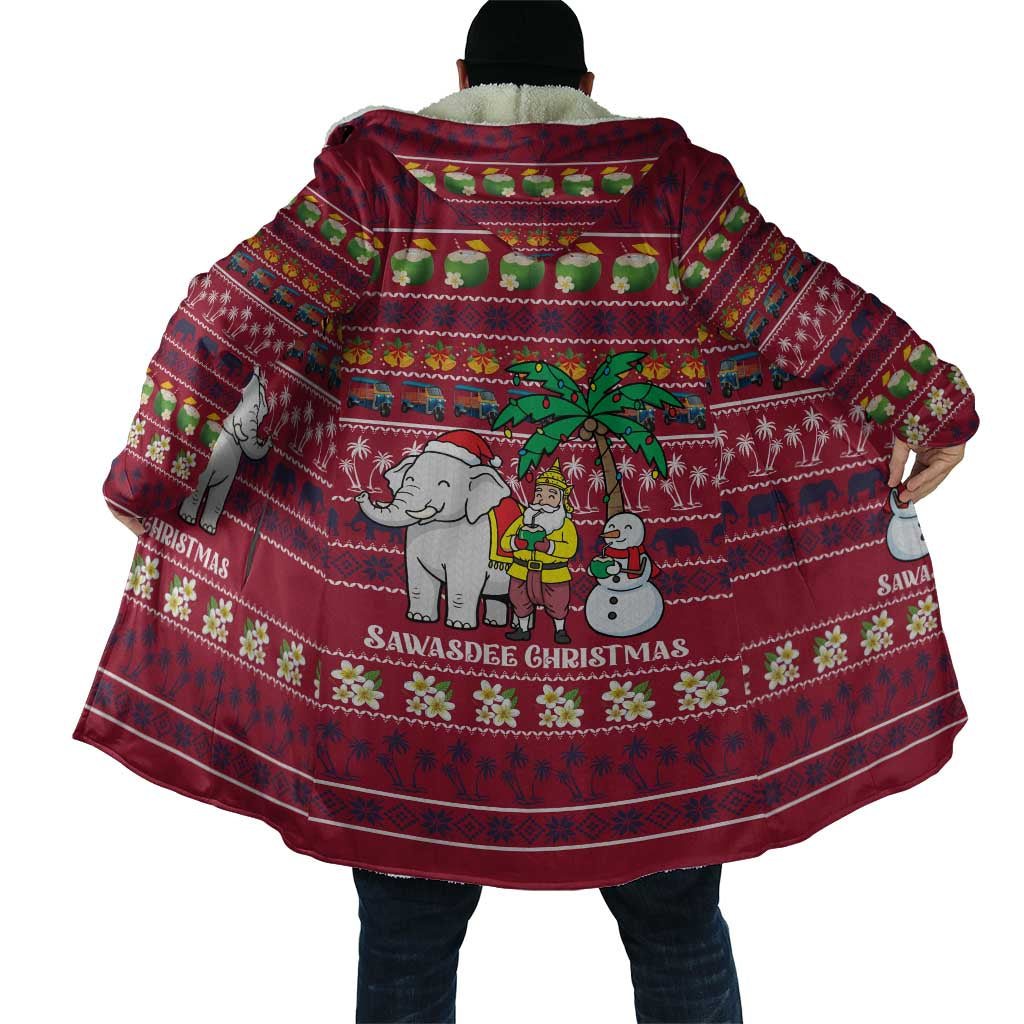 Thailand Christmas Cloak with Santa Elephant Snowman Palm Tree and Sawasdee Holiday - Wonder Print Shop