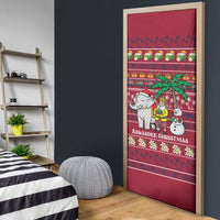 Thailand Christmas Door Cover with Santa Elephant Snowman Palm Tree and Sawasdee Holiday - Wonder Print Shop