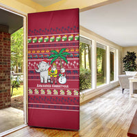 Thailand Christmas Door Cover with Santa Elephant Snowman Palm Tree and Sawasdee Holiday - Wonder Print Shop