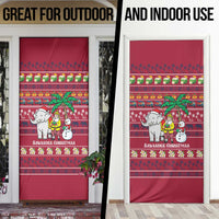 Thailand Christmas Door Cover with Santa Elephant Snowman Palm Tree and Sawasdee Holiday - Wonder Print Shop