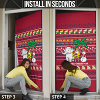 Thailand Christmas Door Cover with Santa Elephant Snowman Palm Tree and Sawasdee Holiday - Wonder Print Shop