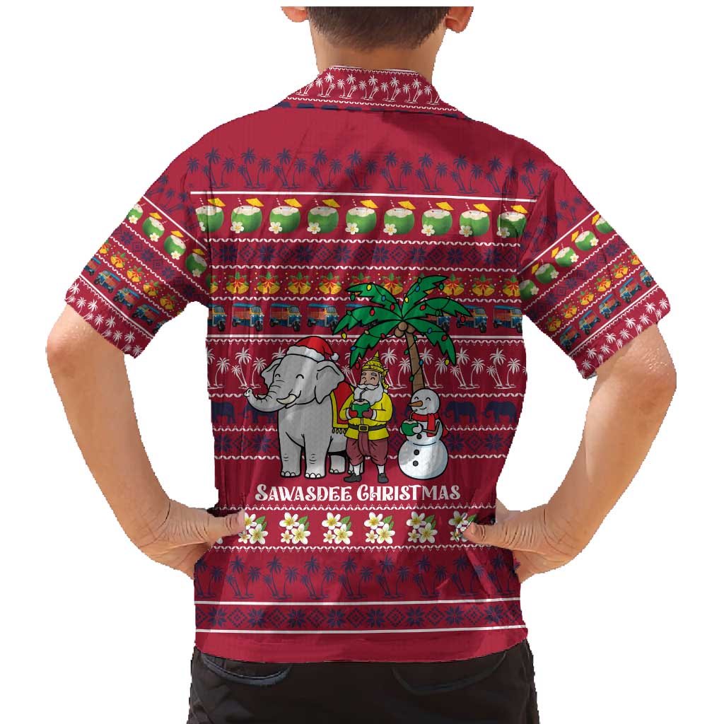 Thailand Christmas Family Matching Mermaid Dress and Hawaiian Shirt with Santa Elephant Snowman Palm Tree and Sawasdee Holiday - Wonder Print Shop
