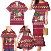 Thailand Christmas Family Matching Mermaid Dress and Hawaiian Shirt with Santa Elephant Snowman Palm Tree and Sawasdee Holiday - Wonder Print Shop