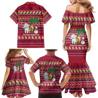 Thailand Christmas Family Matching Mermaid Dress and Hawaiian Shirt with Santa Elephant Snowman Palm Tree and Sawasdee Holiday - Wonder Print Shop