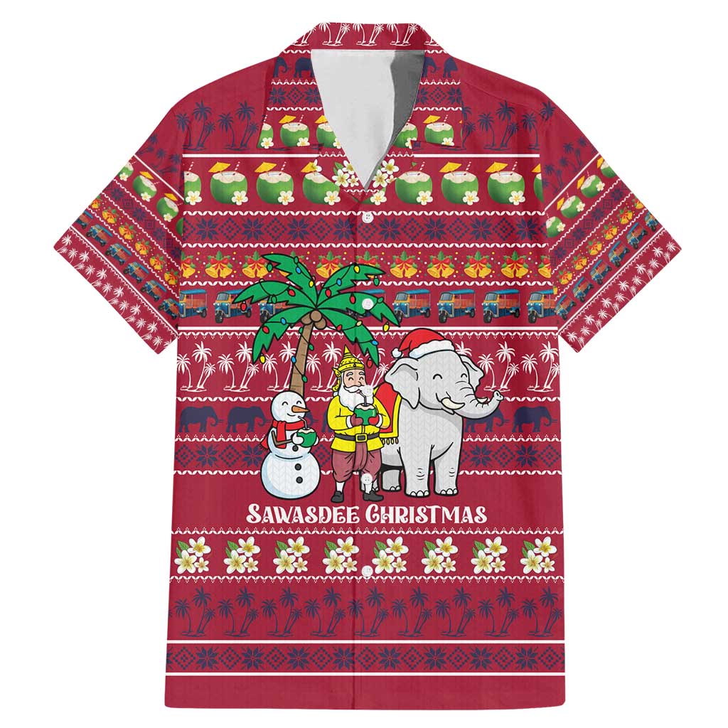 Thailand Christmas Family Matching Mermaid Dress and Hawaiian Shirt with Santa Elephant Snowman Palm Tree and Sawasdee Holiday - Wonder Print Shop