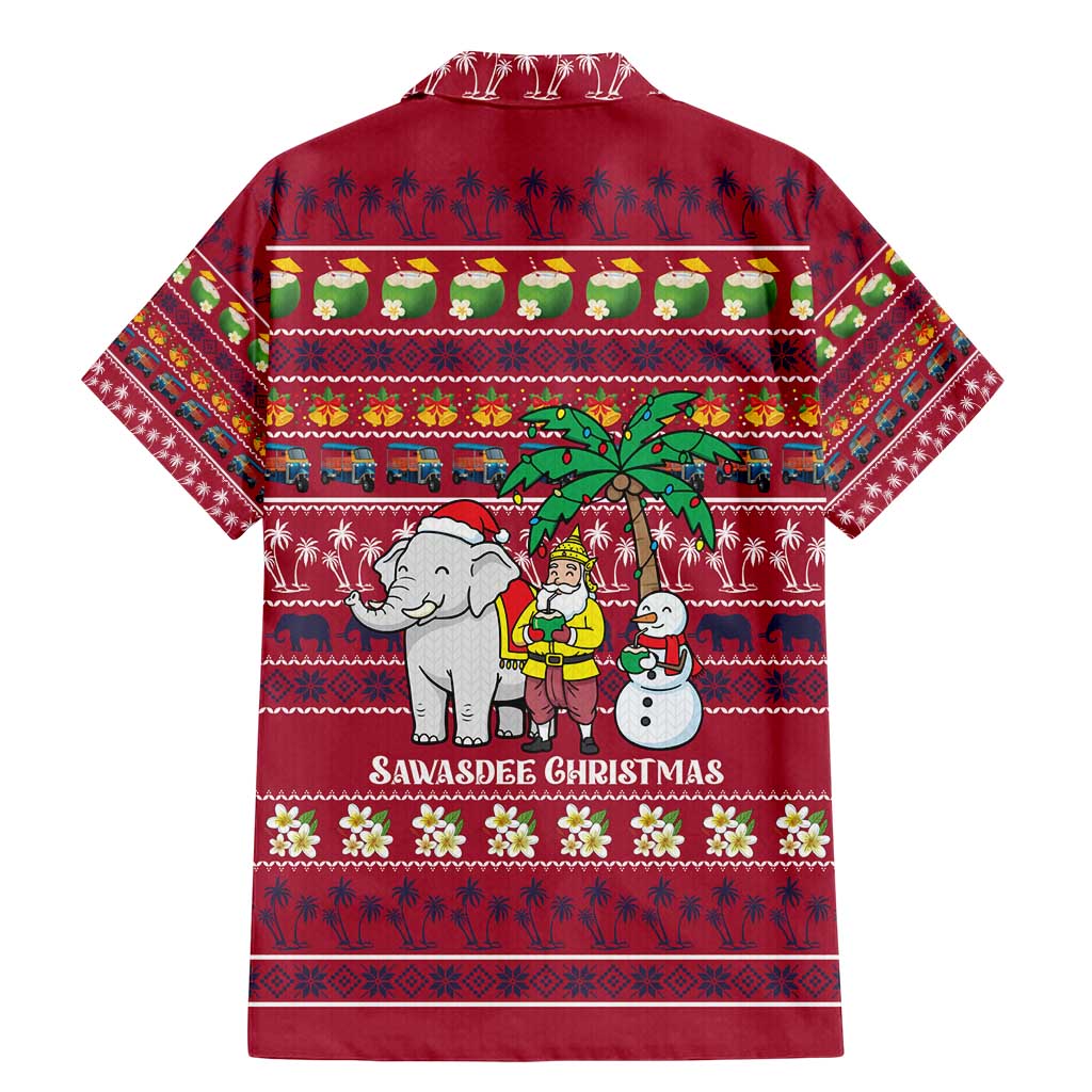 Thailand Christmas Family Matching Mermaid Dress and Hawaiian Shirt with Santa Elephant Snowman Palm Tree and Sawasdee Holiday - Wonder Print Shop