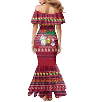 Thailand Christmas Family Matching Mermaid Dress and Hawaiian Shirt with Santa Elephant Snowman Palm Tree and Sawasdee Holiday - Wonder Print Shop