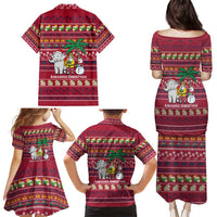 Thailand Christmas Family Matching Puletasi and Hawaiian Shirt with Santa Elephant Snowman Palm Tree and Sawasdee Holiday - Wonder Print Shop