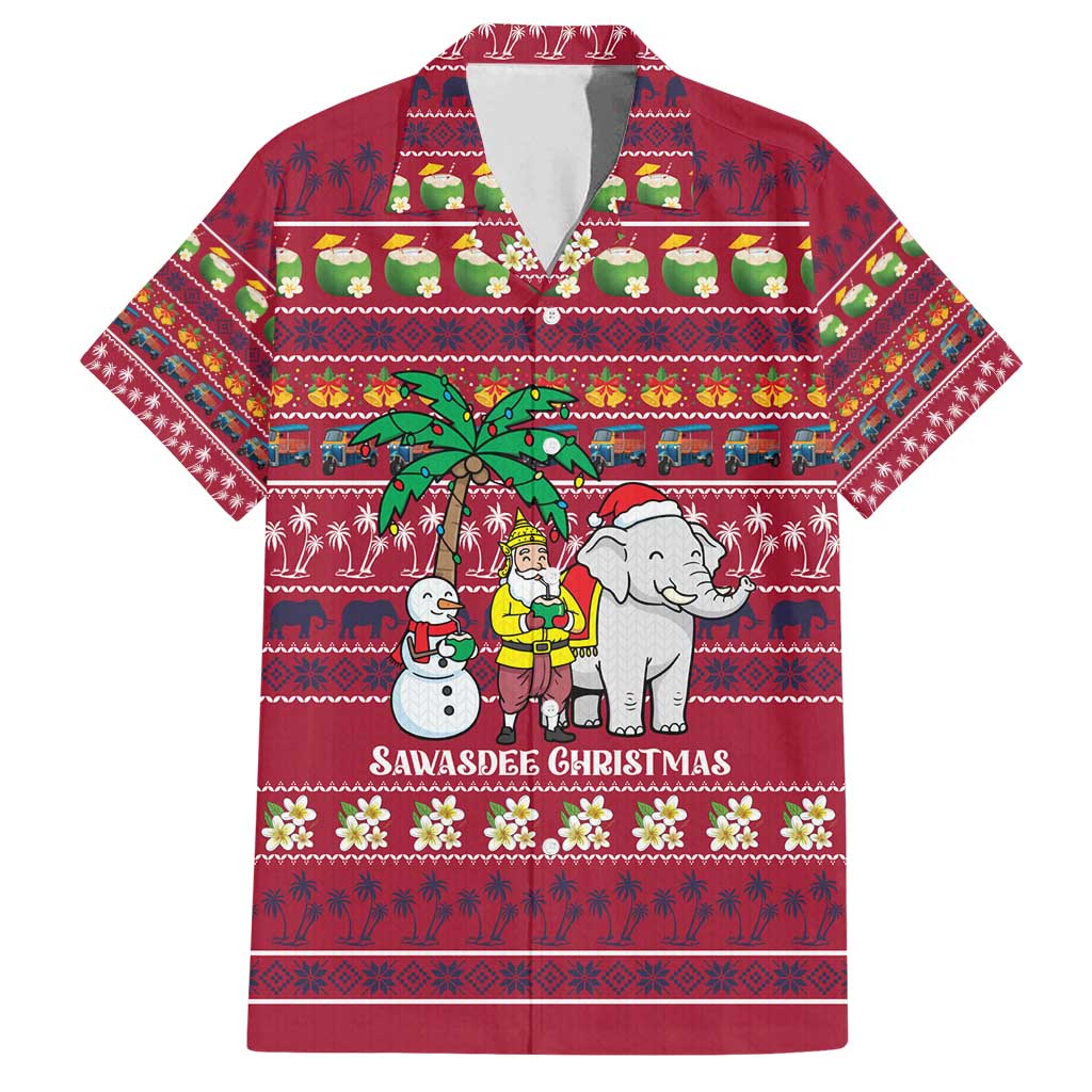 Thailand Christmas Family Matching Puletasi and Hawaiian Shirt with Santa Elephant Snowman Palm Tree and Sawasdee Holiday - Wonder Print Shop