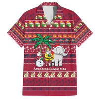 Thailand Christmas Family Matching Short Sleeve Bodycon Dress and Hawaiian Shirt with Santa Elephant Snowman Palm Tree and Sawasdee Holiday - Wonder Print Shop
