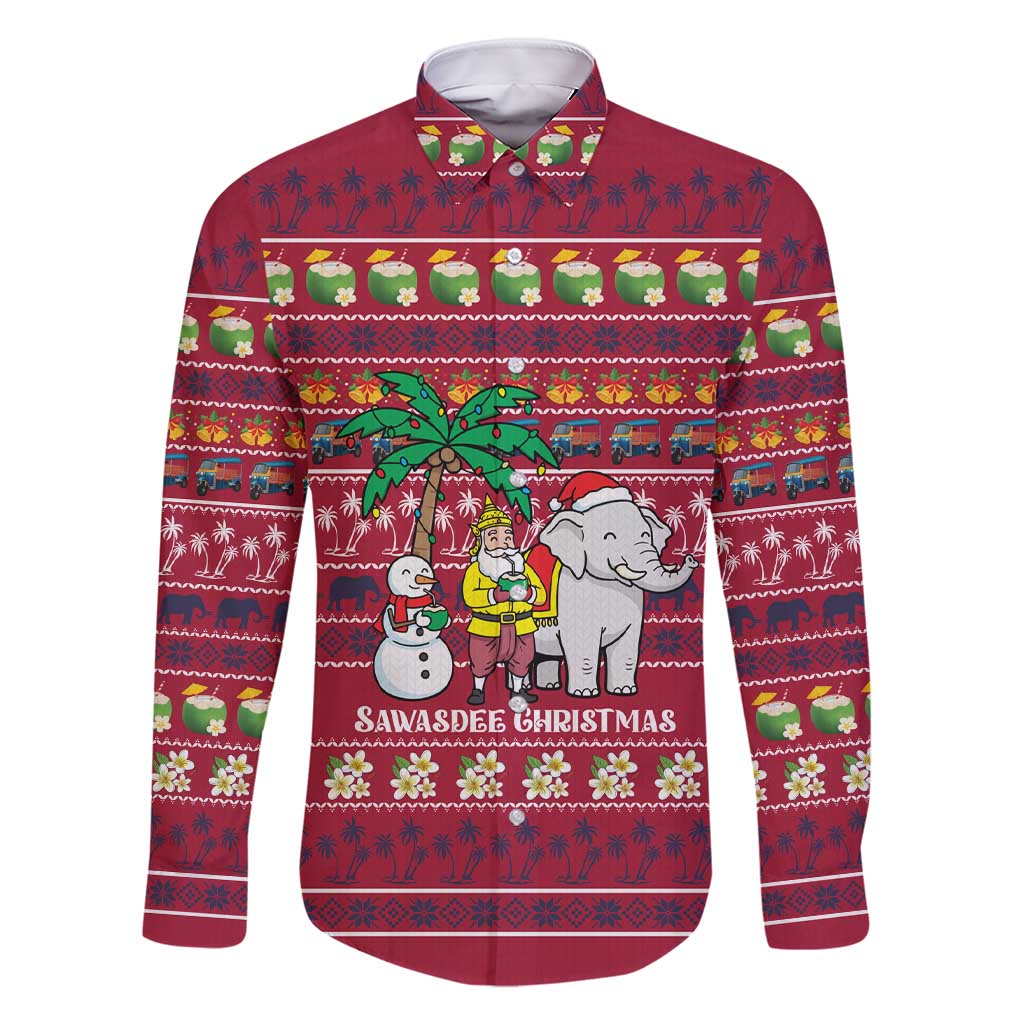 Thailand Christmas Family Matching Short Sleeve Bodycon Dress and Hawaiian Shirt with Santa Elephant Snowman Palm Tree and Sawasdee Holiday - Wonder Print Shop
