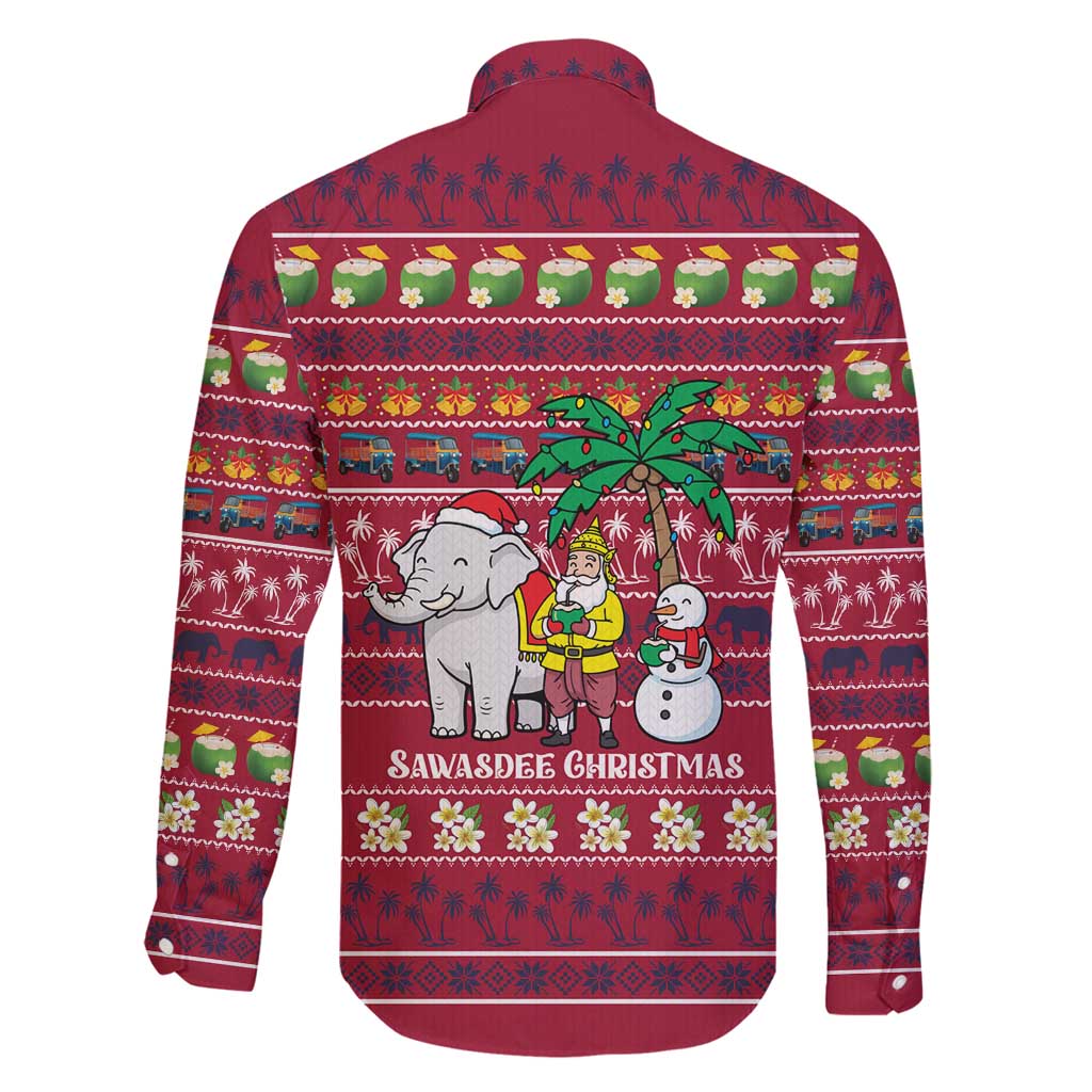 Thailand Christmas Family Matching Summer Maxi Dress and Hawaiian Shirt with Santa Elephant Snowman Palm Tree and Sawasdee Holiday - Wonder Print Shop