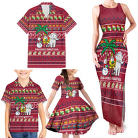 Thailand Christmas Family Matching Tank Maxi Dress and Hawaiian Shirt with Santa Elephant Snowman Palm Tree and Sawasdee Holiday - Wonder Print Shop