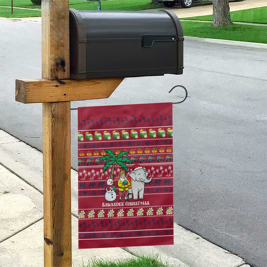 Thailand Christmas Garden Flag with Santa Elephant Snowman Palm Tree and Sawasdee Holiday - Wonder Print Shop