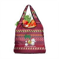 Thailand Christmas Grocery Bag with Santa Elephant Snowman Palm Tree and Sawasdee Holiday - Wonder Print Shop