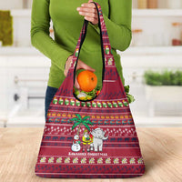 Thailand Christmas Grocery Bag with Santa Elephant Snowman Palm Tree and Sawasdee Holiday - Wonder Print Shop