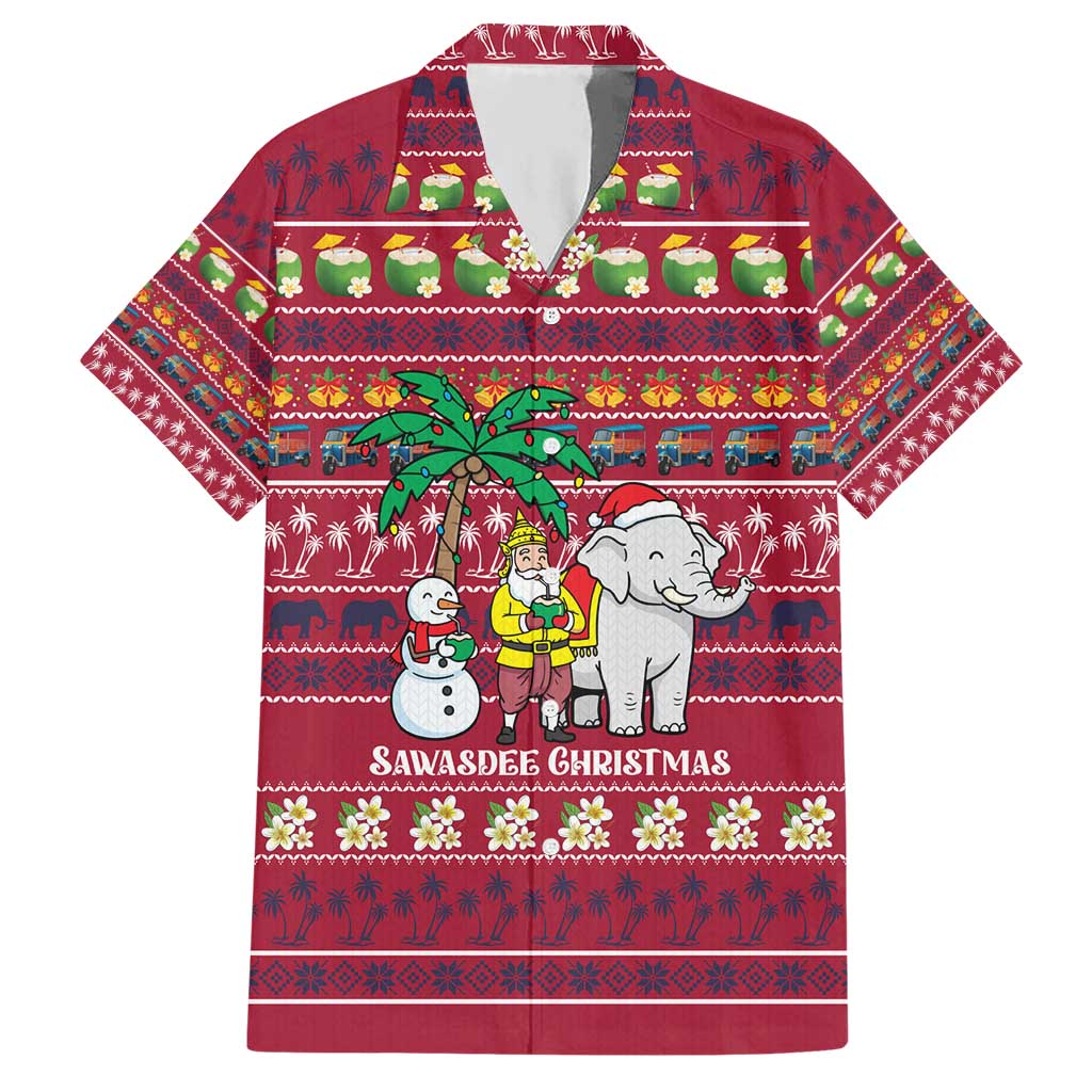 Thailand Christmas Hawaiian Shirt with Santa Elephant Snowman Palm Tree and Sawasdee Holiday - Wonder Print Shop