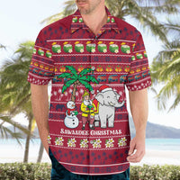 Thailand Christmas Hawaiian Shirt with Santa Elephant Snowman Palm Tree and Sawasdee Holiday - Wonder Print Shop