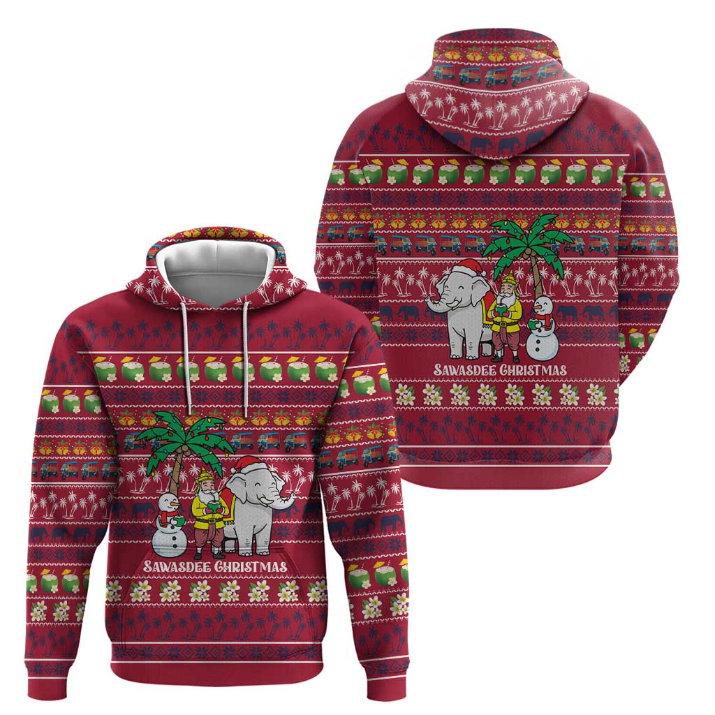 Thailand Christmas Hoodie with Santa Elephant Snowman Palm Tree and Sawasdee Holiday - Wonder Print Shop