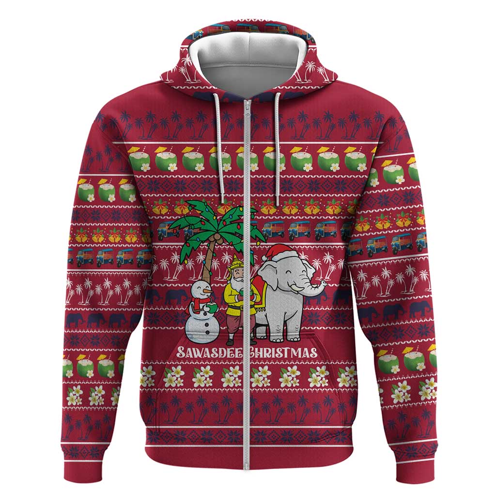 Thailand Christmas Hoodie with Santa Elephant Snowman Palm Tree and Sawasdee Holiday - Wonder Print Shop