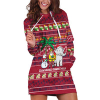 Thailand Christmas Hoodie Dress with Santa Elephant Snowman Palm Tree and Sawasdee Holiday - Wonder Print Shop