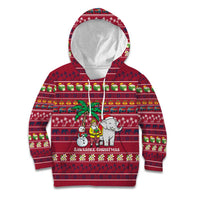 Thailand Christmas Kid Hoodie with Santa Elephant Snowman Palm Tree and Sawasdee Holiday - Wonder Print Shop