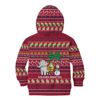Thailand Christmas Kid Hoodie with Santa Elephant Snowman Palm Tree and Sawasdee Holiday - Wonder Print Shop