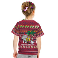 Thailand Christmas Kid T Shirt with Santa Elephant Snowman Palm Tree and Sawasdee Holiday - Wonder Print Shop
