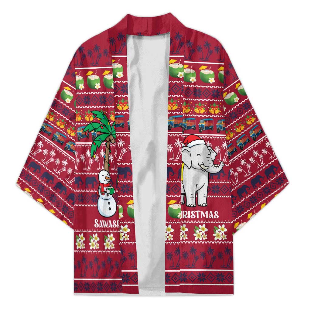 Thailand Christmas Kimono with Santa Elephant Snowman Palm Tree and Sawasdee Holiday - Wonder Print Shop