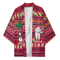 Thailand Christmas Kimono with Santa Elephant Snowman Palm Tree and Sawasdee Holiday - Wonder Print Shop
