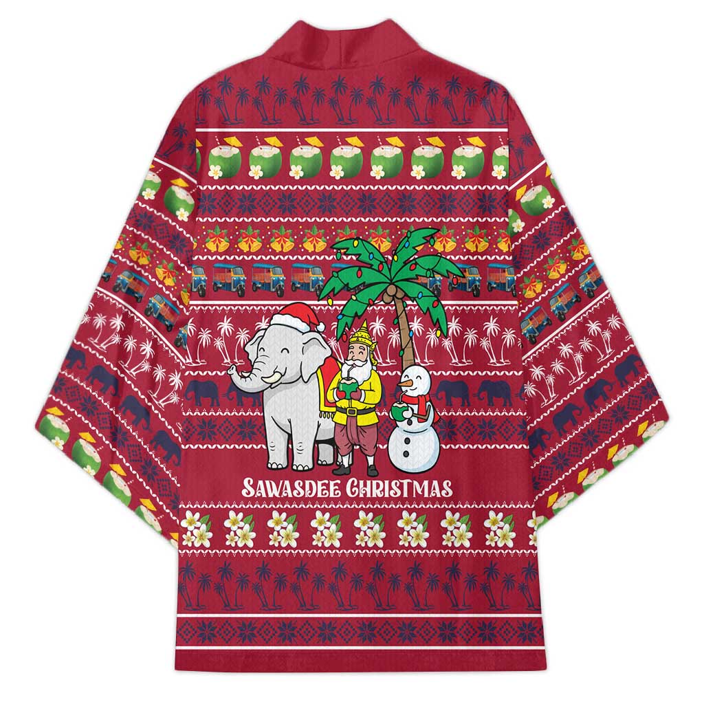 Thailand Christmas Kimono with Santa Elephant Snowman Palm Tree and Sawasdee Holiday - Wonder Print Shop
