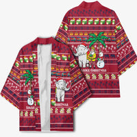 Thailand Christmas Kimono with Santa Elephant Snowman Palm Tree and Sawasdee Holiday - Wonder Print Shop