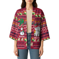 Thailand Christmas Kimono with Santa Elephant Snowman Palm Tree and Sawasdee Holiday - Wonder Print Shop