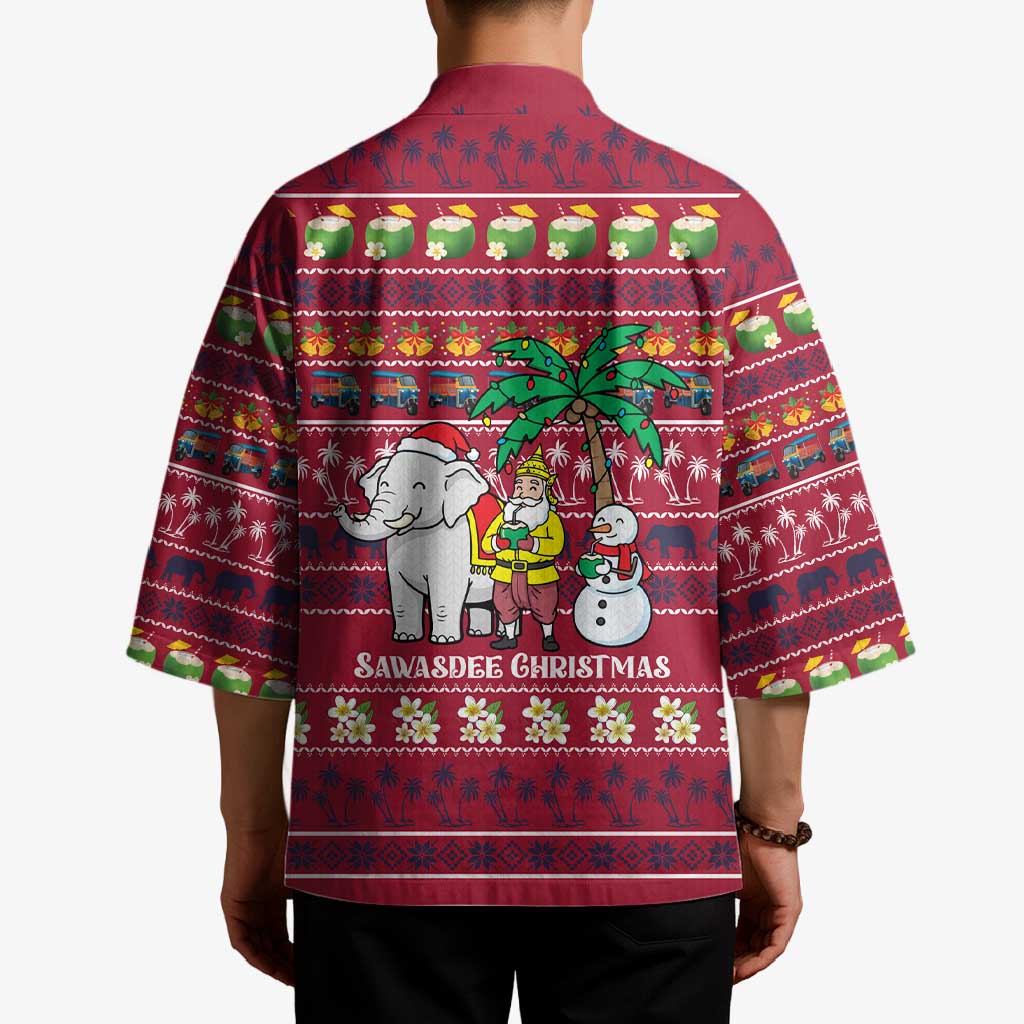 Thailand Christmas Kimono with Santa Elephant Snowman Palm Tree and Sawasdee Holiday - Wonder Print Shop