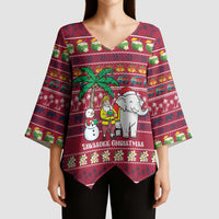 Thailand Christmas Kimono Sleeve Blouse with Santa Elephant Snowman Palm Tree and Sawasdee Holiday - Wonder Print Shop