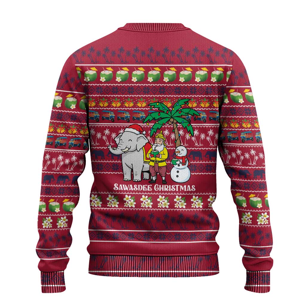 Thailand Christmas Ugly Christmas Sweater with Santa Elephant Snowman Palm Tree and Sawasdee Holiday - Wonder Print Shop